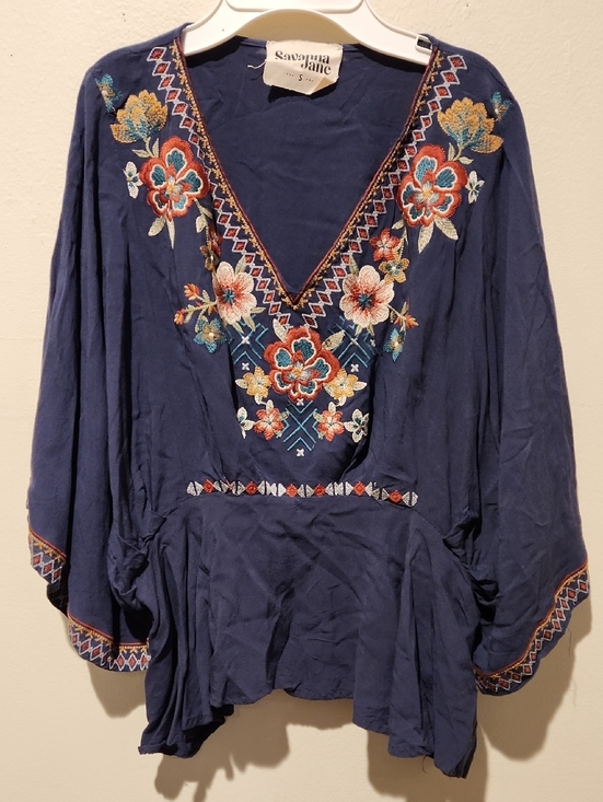 Savanna Jane Tops - ❤️ SAVANNA JANE EMBROIDERED BOHO PEASANT TOP, SMALL